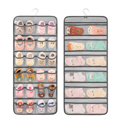 ANIZER dual-sided baby shoes organizer front pockets hold tiny shoes, keeping nursery tidy.