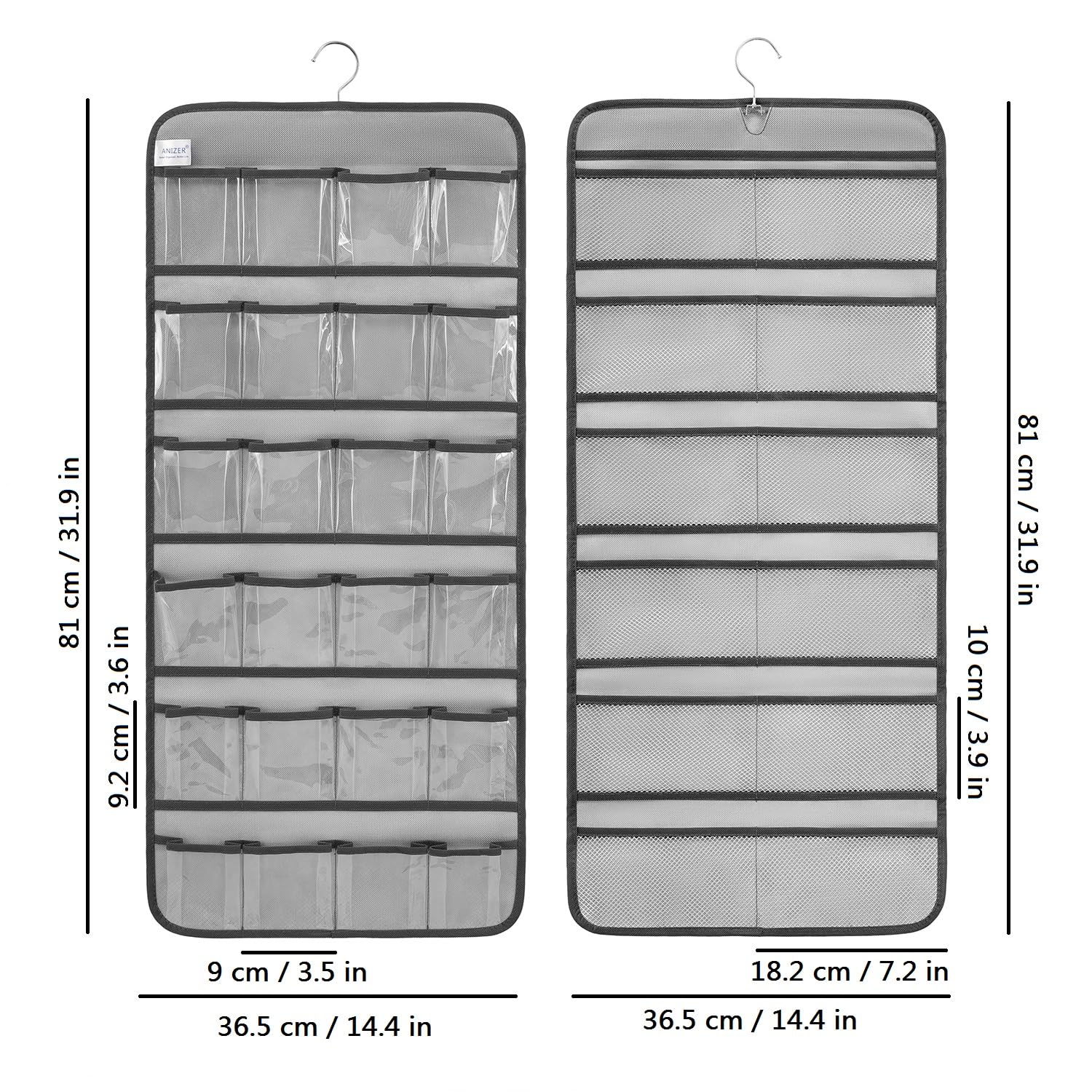 ANIZER transparent pockets help locate bows and accessories quickly.