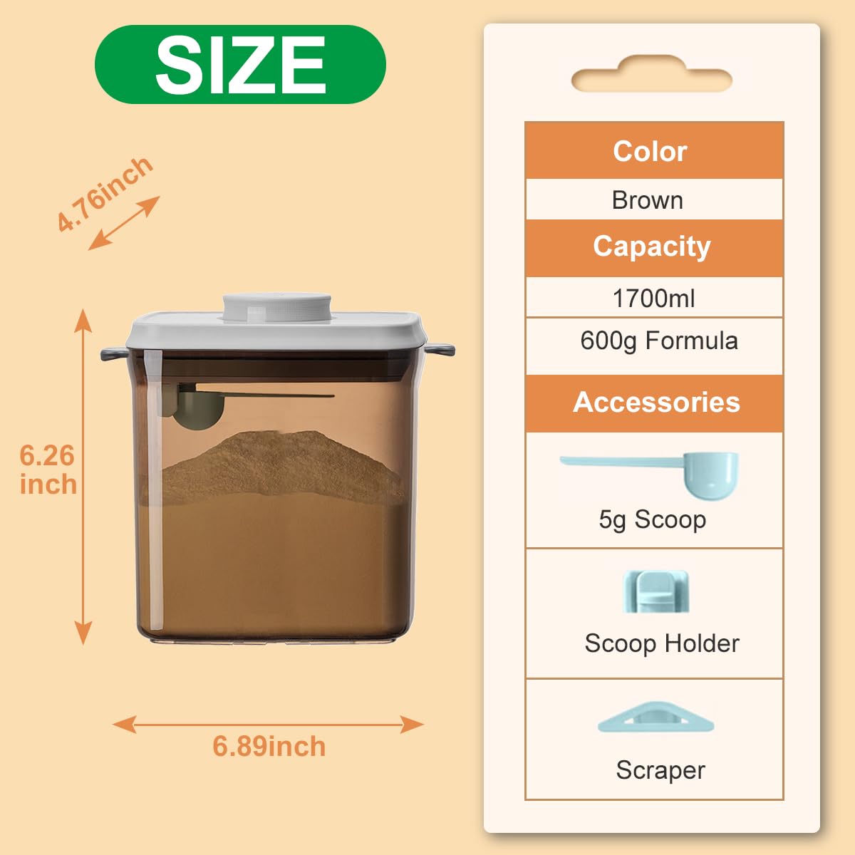 Ankou formula container compact dimensions provide neat organization on kitchen shelves.