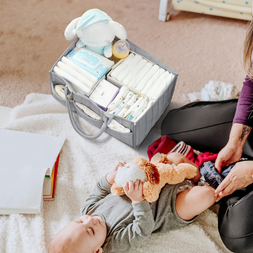 Ankyle Starry Sky Grey Diaper Caddy tote-use configuration for versatile nursery travel.