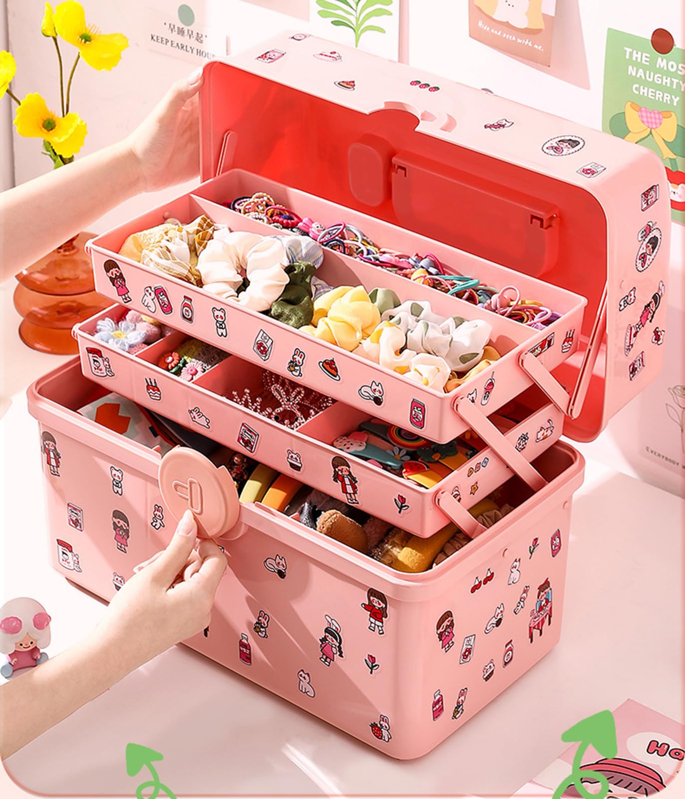 ANLEM hair accessories organizer folded compact illustrates space-saving design for travel.