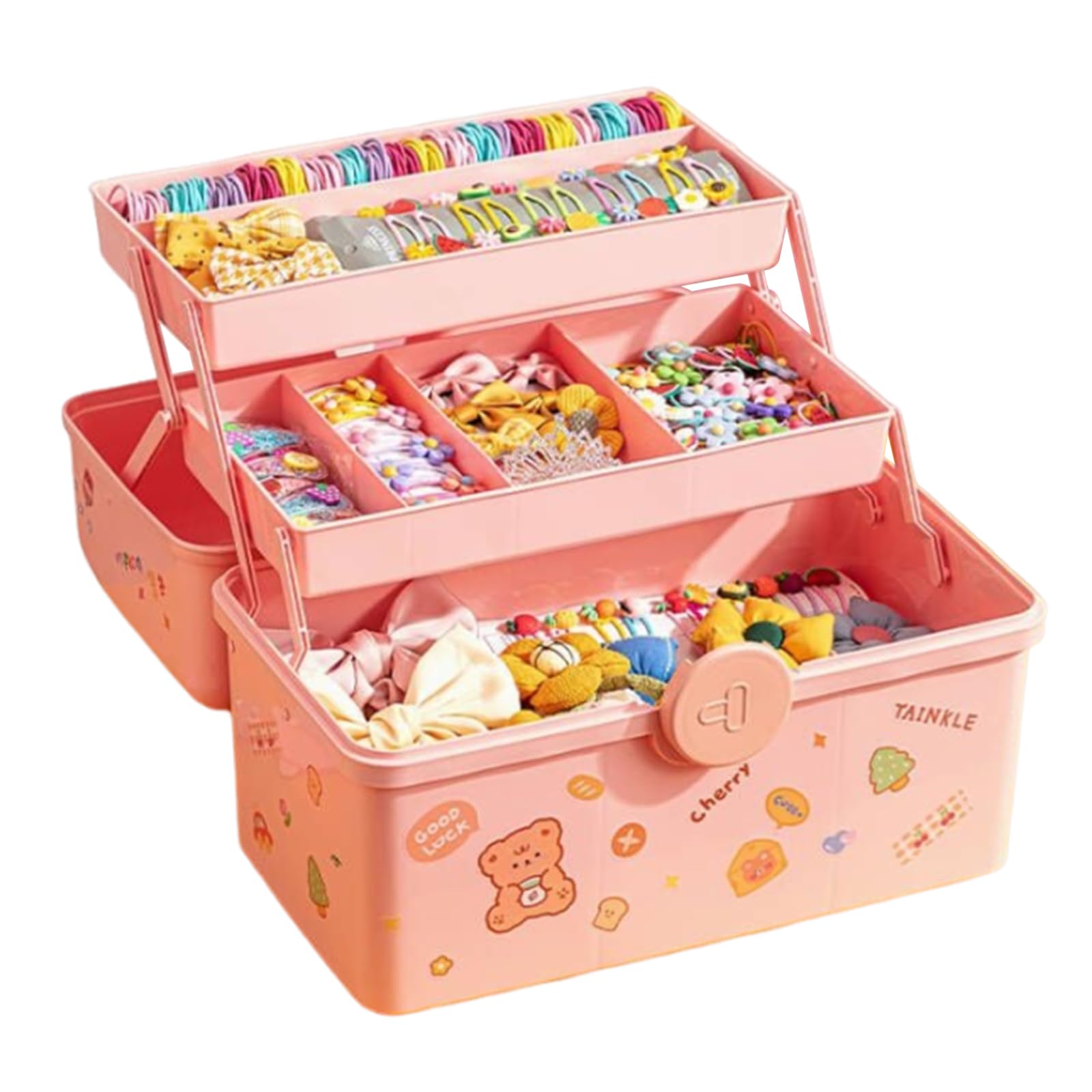 ANLEM hair accessories organizer front view shows organized storage for girl's items, easy morning access.
