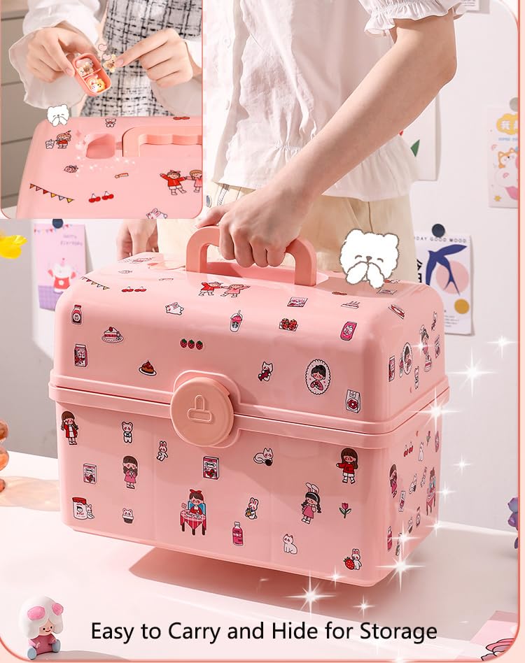 ANLEM hair accessories organizer lockable lid secures contents during outings.