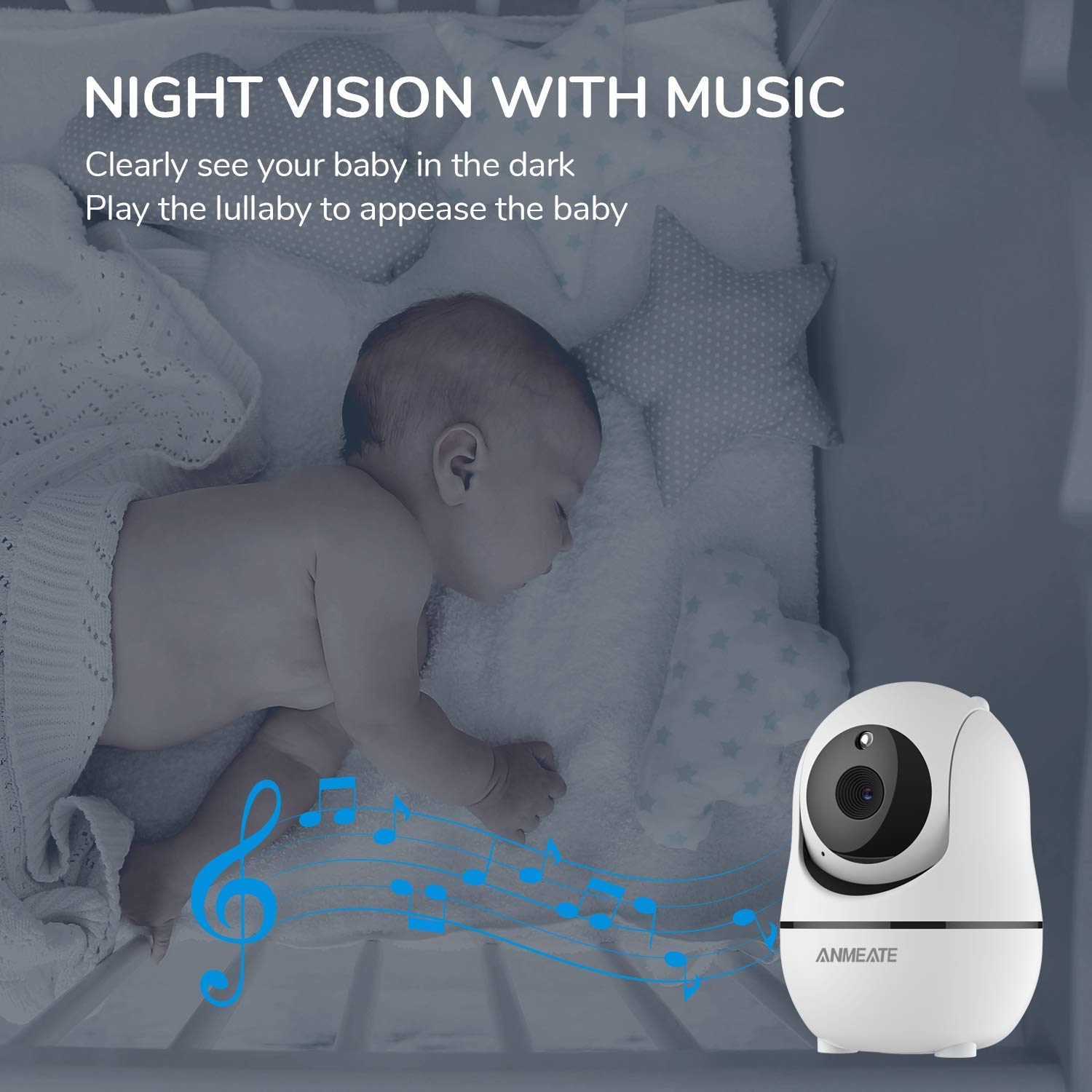 ANMEATE two-way audio lets you comfort your baby from across the house.