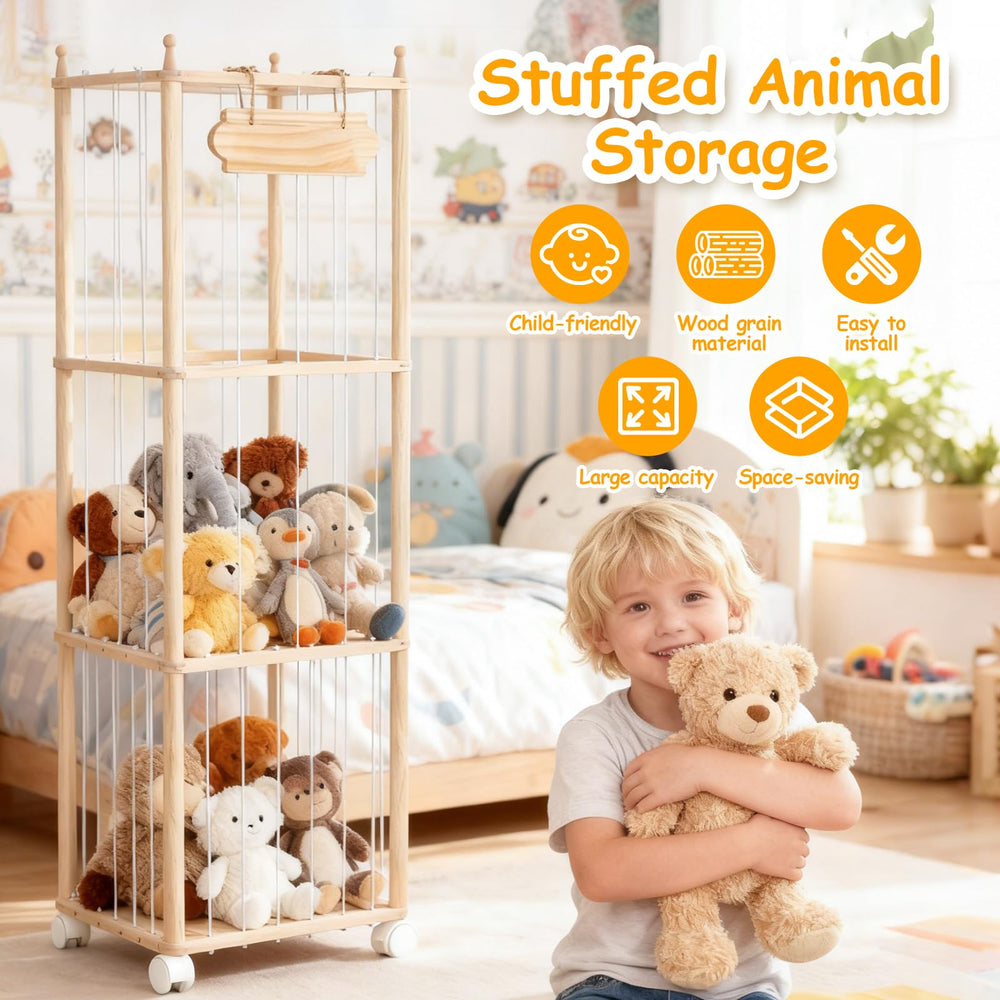 Anmon elastic belts secure plush toys across levels for stability