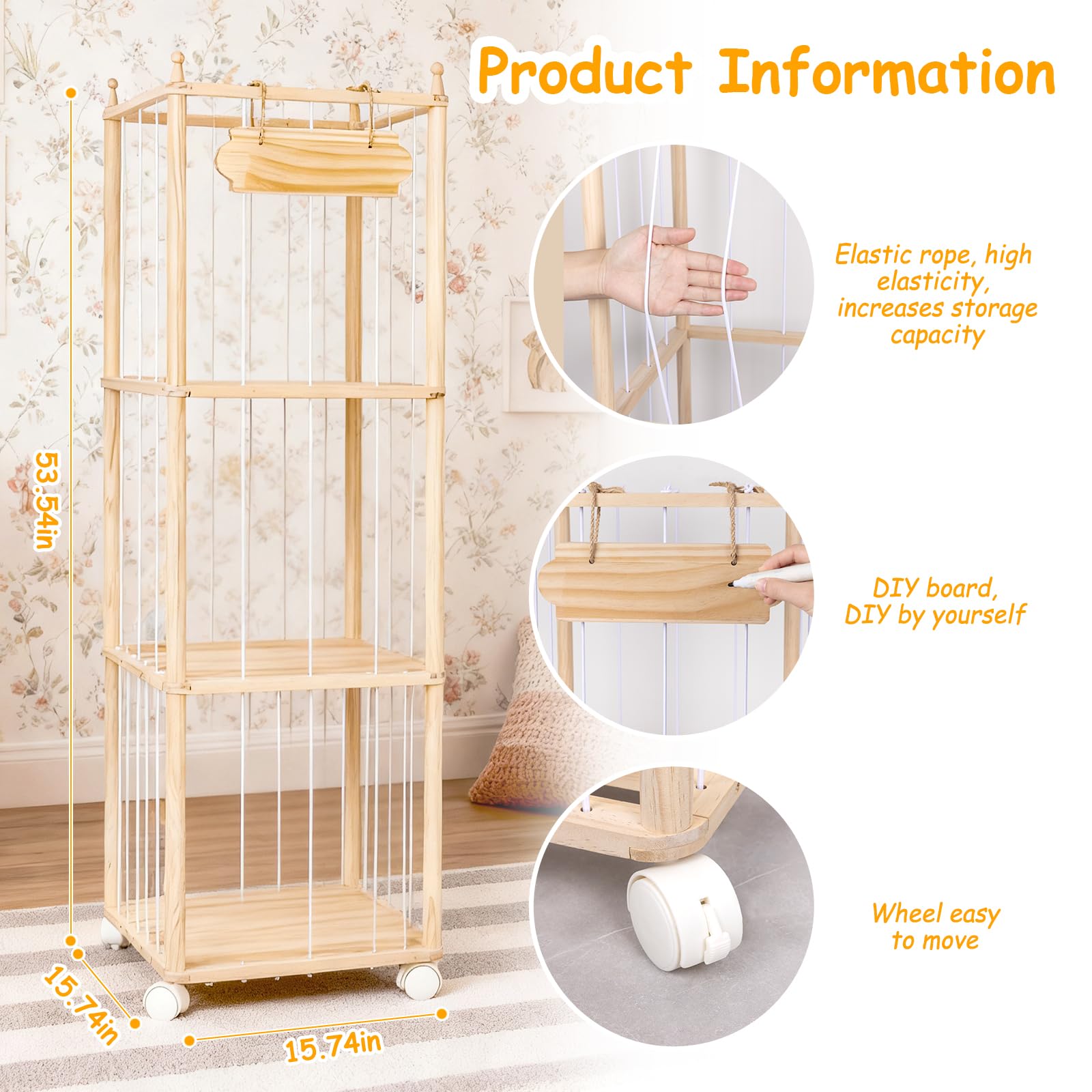 Anmon pine frame with rounded corners for safe assembly and use