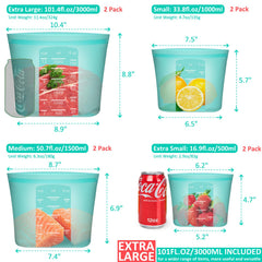 Annaklin microwave-freezer-safe silicone bags suitable for reheating and freezing.