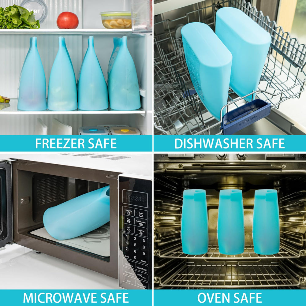 Annaklin microwave-safe silicone bags tolerate heat for reheating meals.