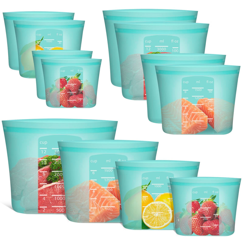 Annaklin reusable silicone bags with stand-up design for easy, hands-free storage.