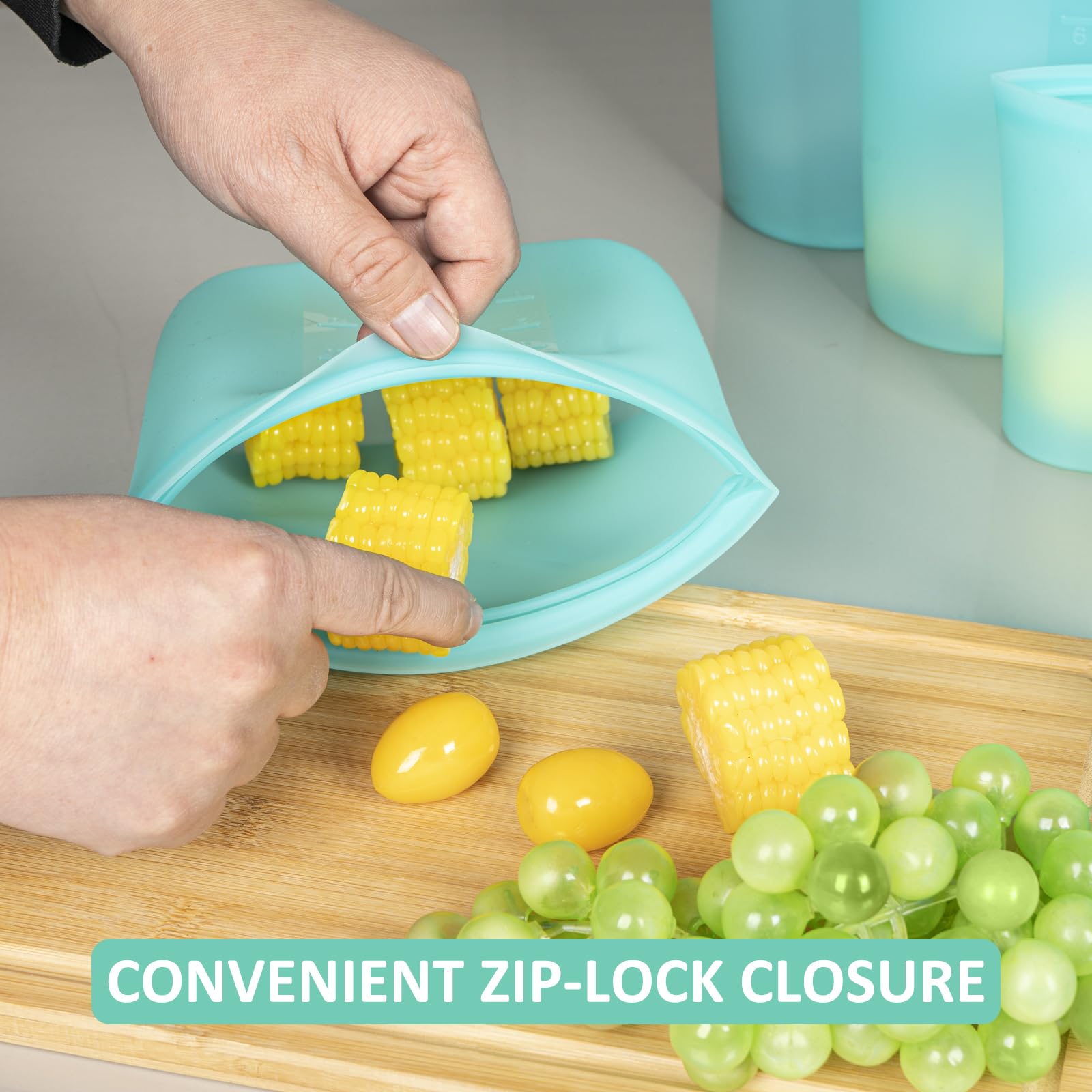 Annaklin variety of sizes keeps snacks, lunches, and ingredients organized.