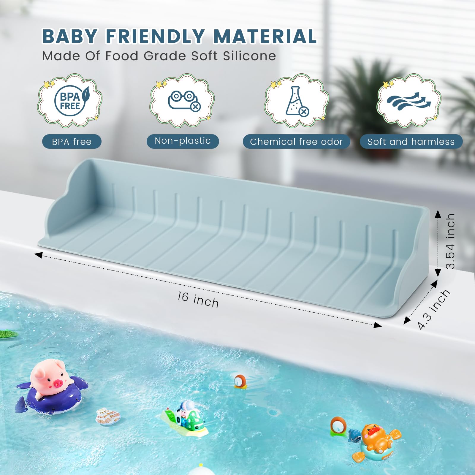 Annana bath toy storage area emphasizes towels and toys within easy reach