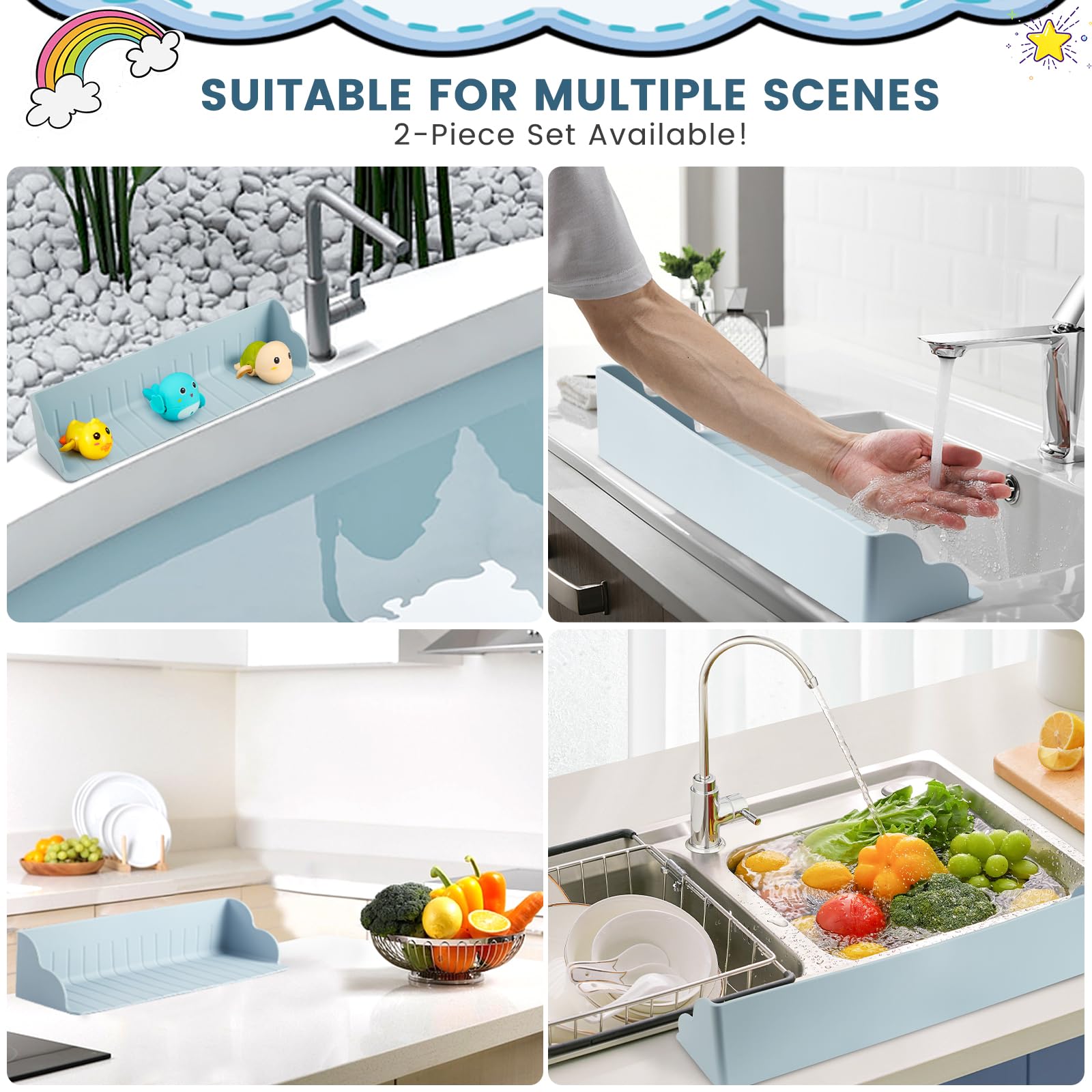 Annana classic blue bathroom organization unit adds calm bath-time vibe