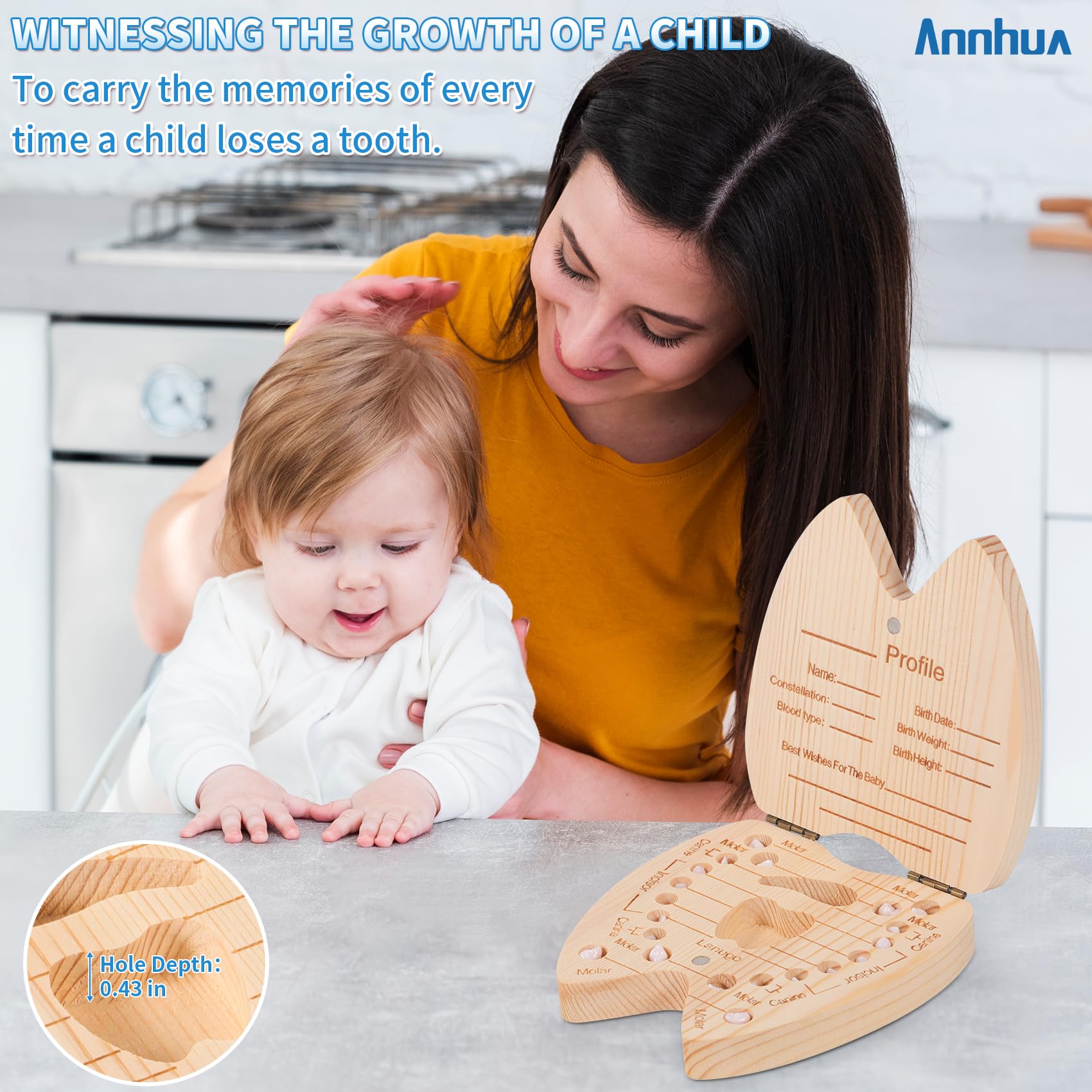 Annhua Tooth Fairy Box wood grain detail highlights natural warmth