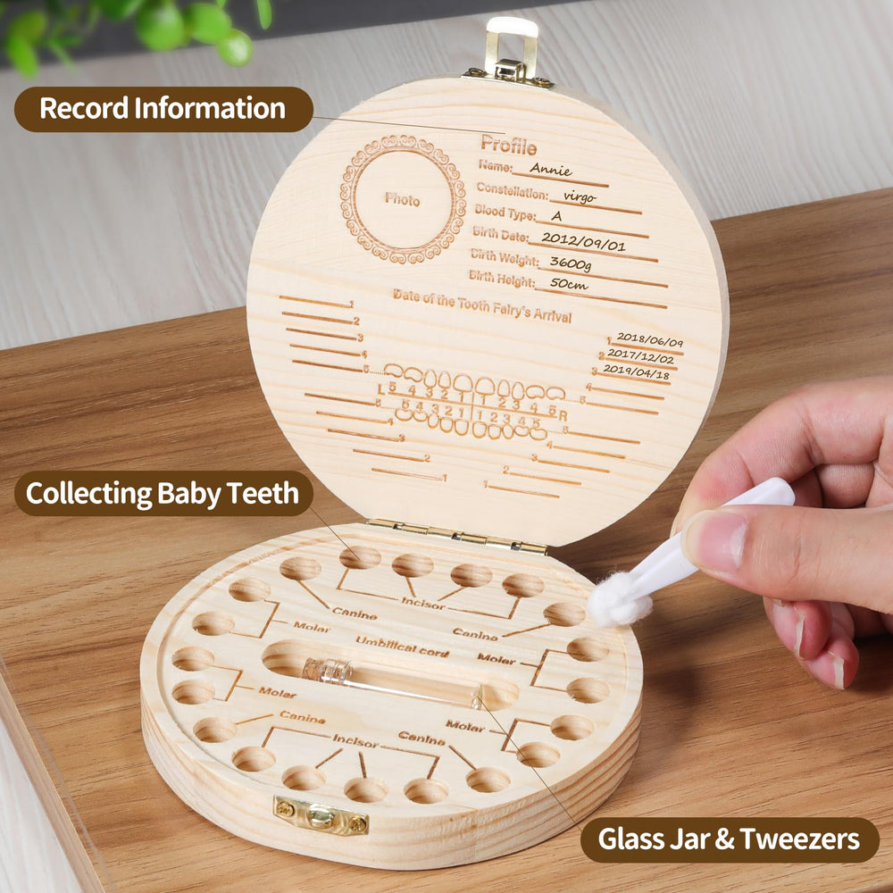 Annhua Tooth Fairy Holder pine wood texture emphasizes premium materials.
