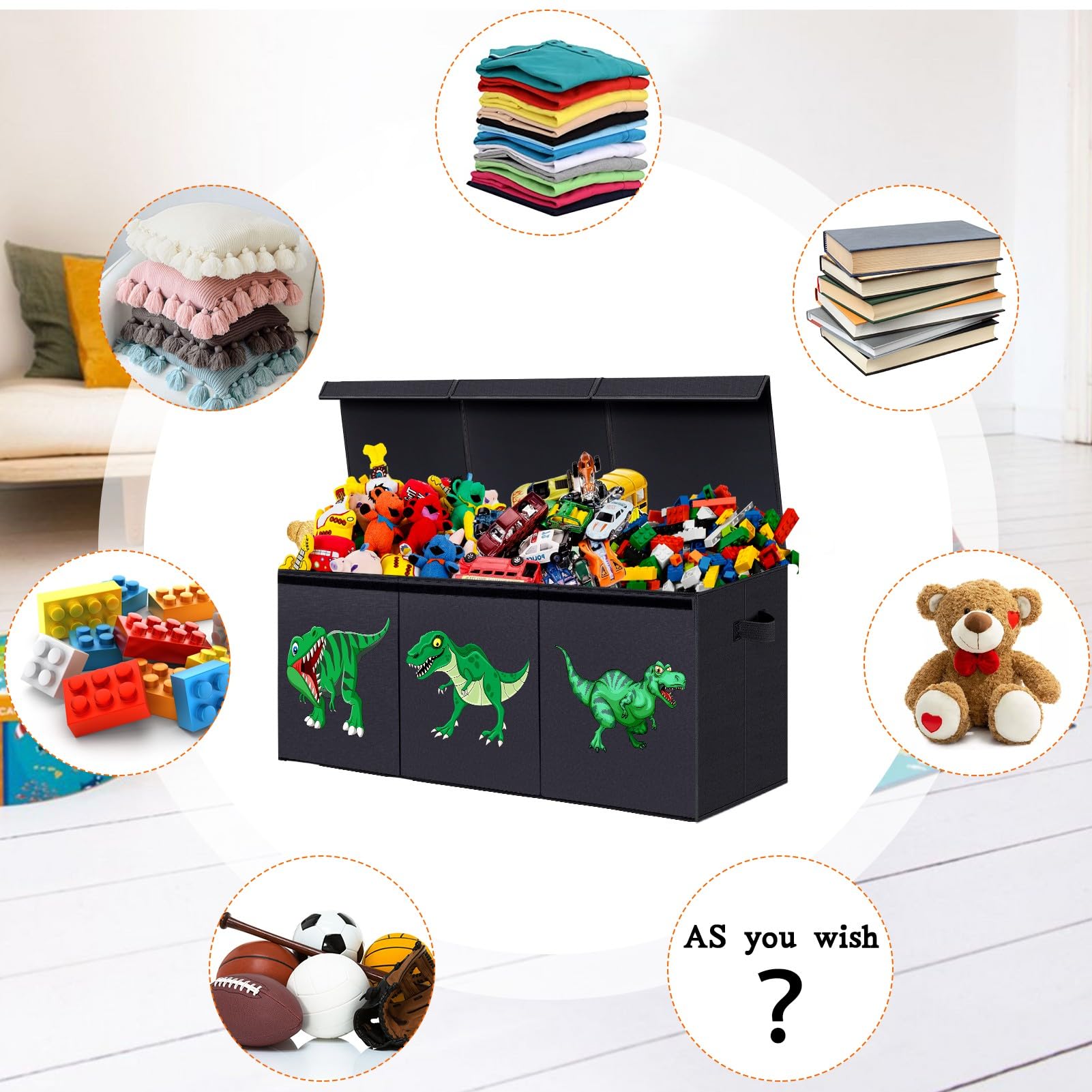 ANNKIE toy box in living room showcasing versatile use
