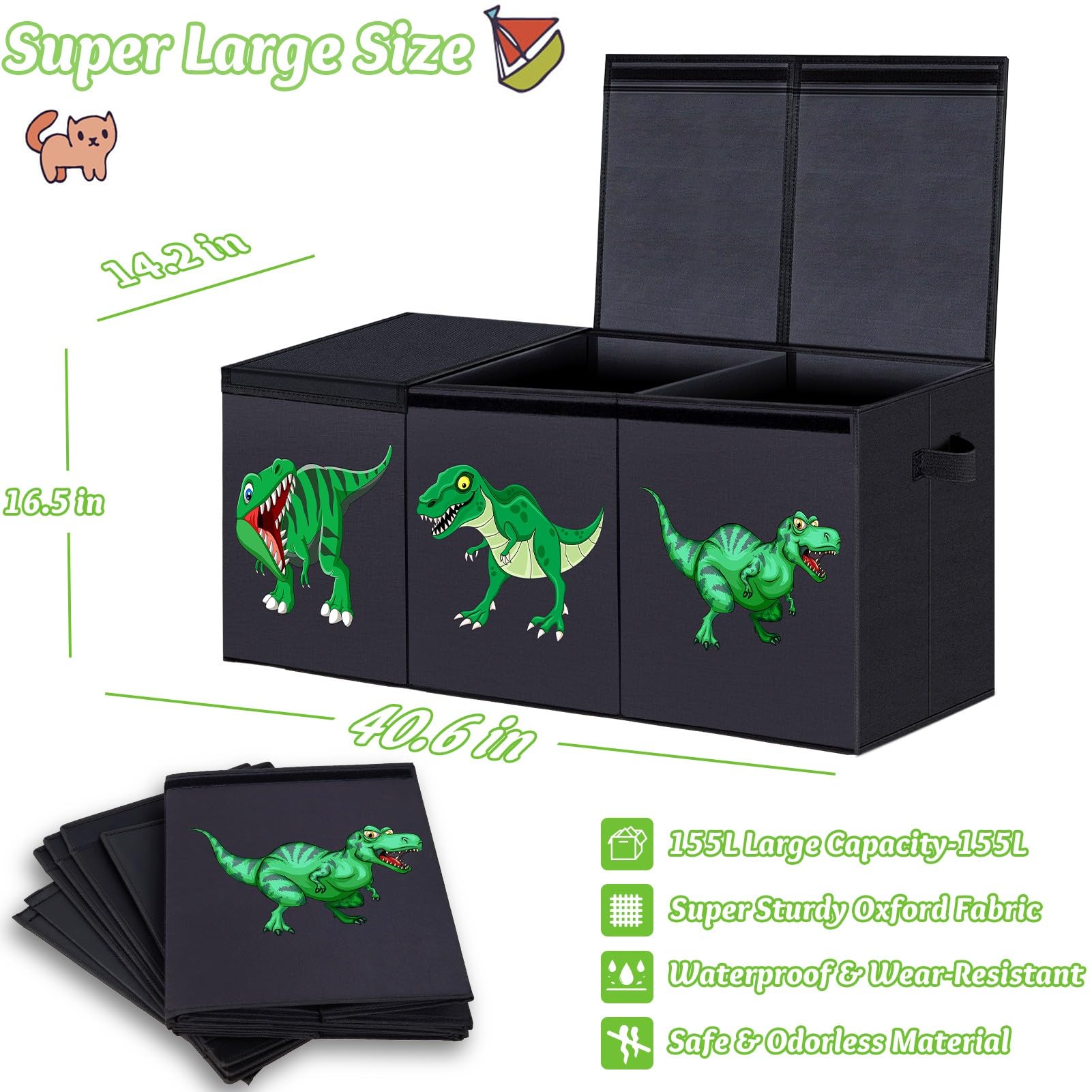 ANNKIE toy box with lids open showing easy access for playtime