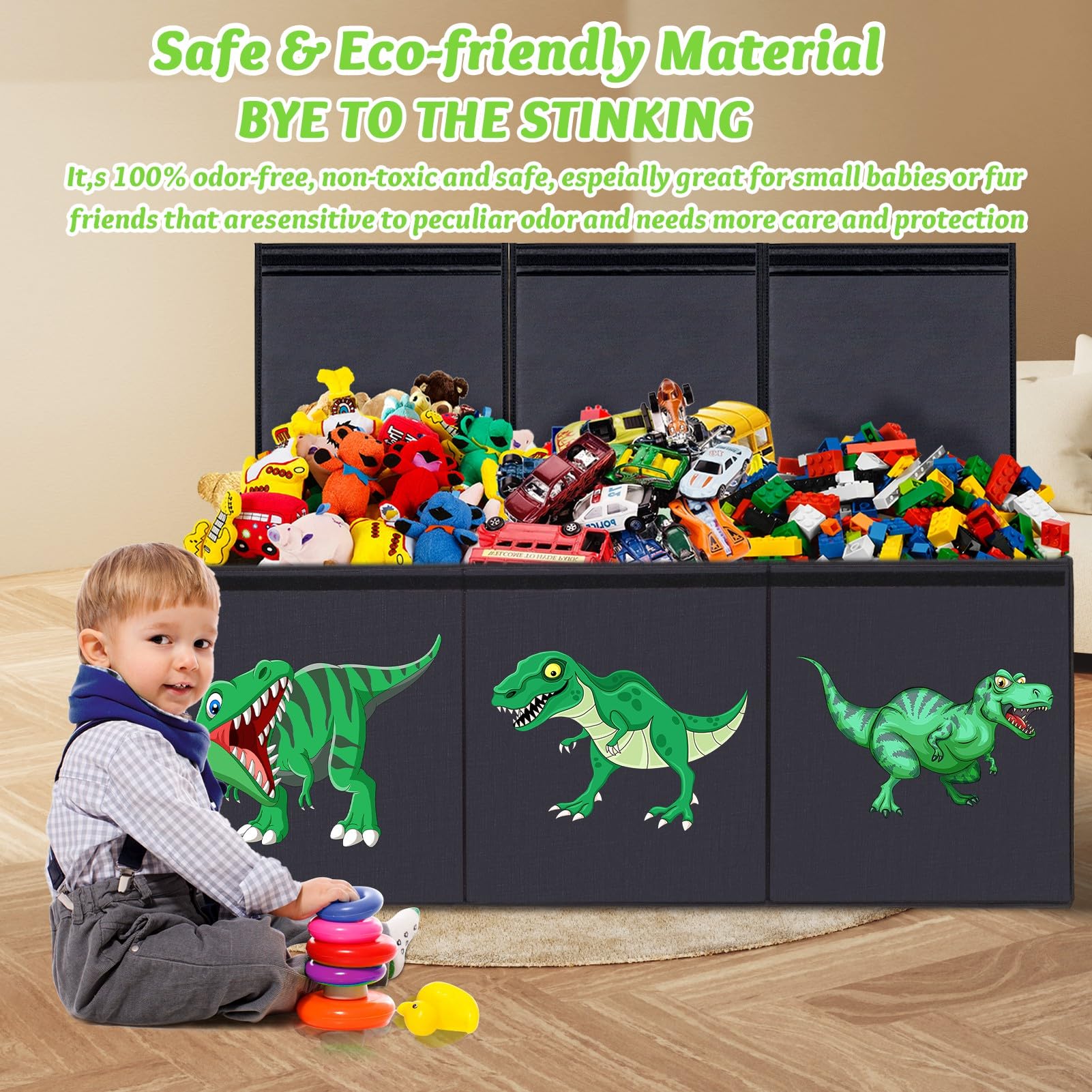ANNKIE fabric toy box with waterproof surface for mess-free cleanup