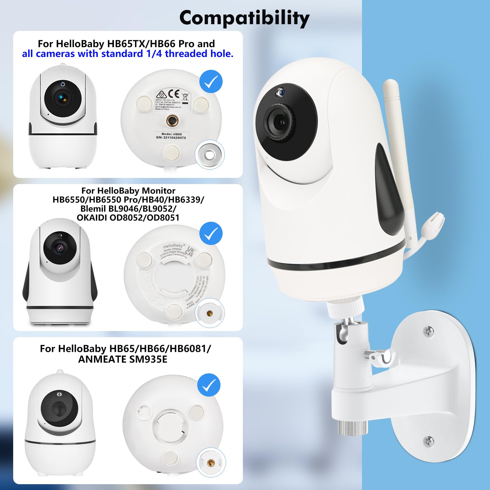 Annkoifu baby-monitor-mount-hello-baby-hb65-compat ensures easy HB65 compatibility.