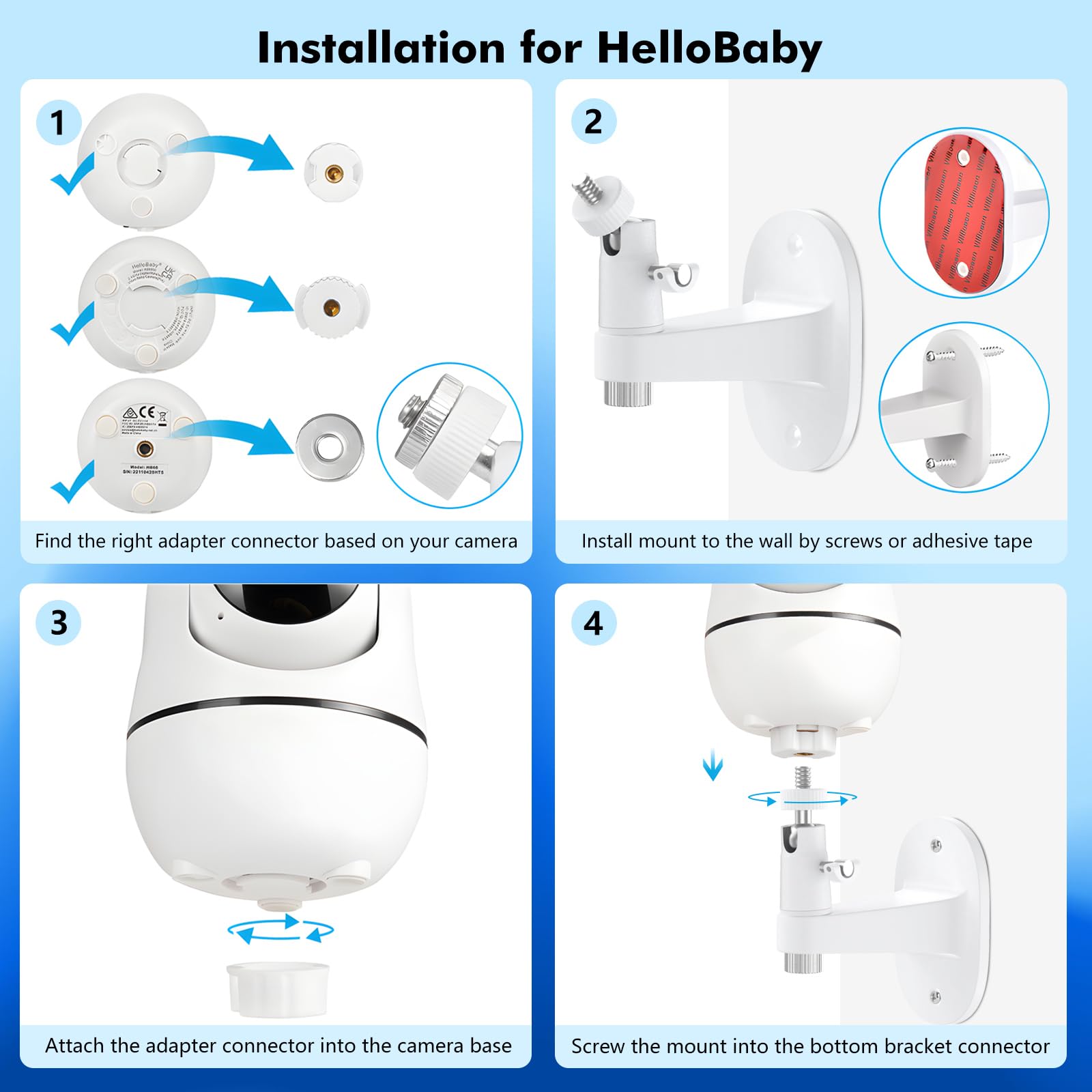 Annkoifu baby-monitor-mount-wall-fixed-view demonstrates elevated, safe camera placement.