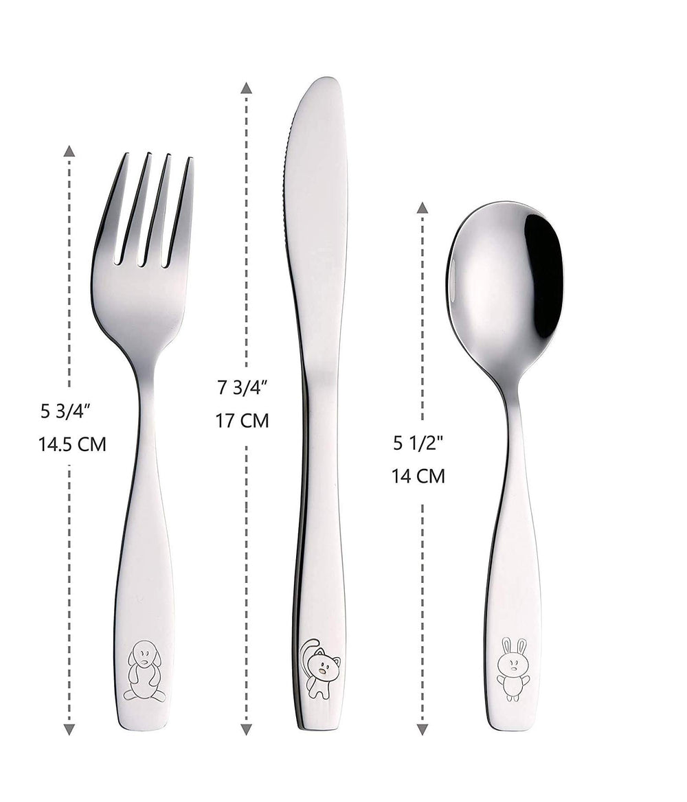 ANNOVA children forks closeup shows toddler-friendly handle for easy self-feeding.