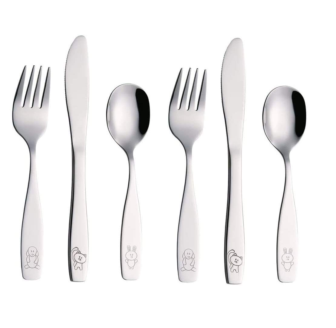 ANNOVA children's flatware 6pc set packaging highlights gift-ready presentation for new parents.