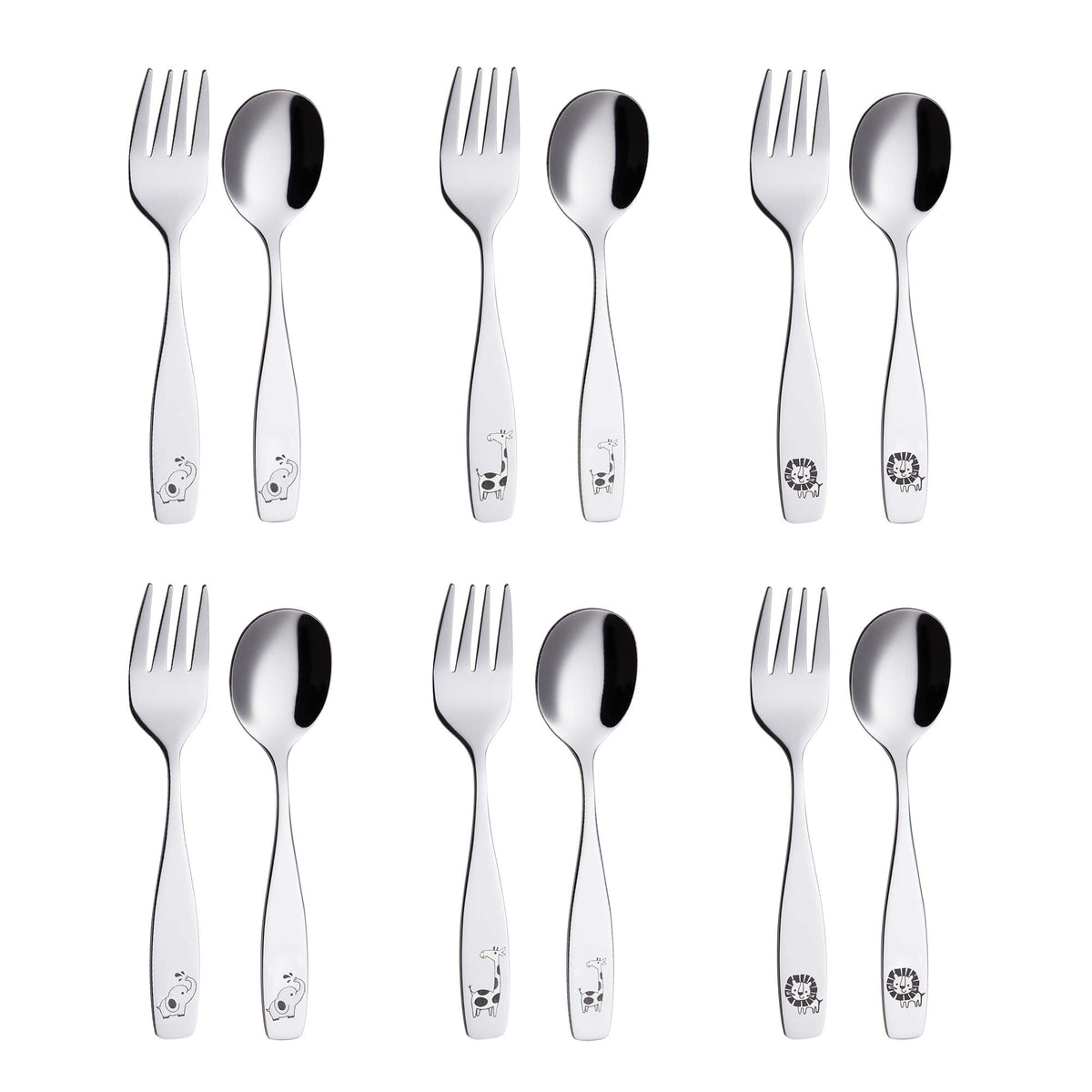Annova Kids Silverware elephant etched handle shows durable toddler-friendly design for easy meals.