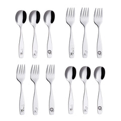 Annova Kids Silverware giraffe etched handle highlights ergonomic grip for little hands.