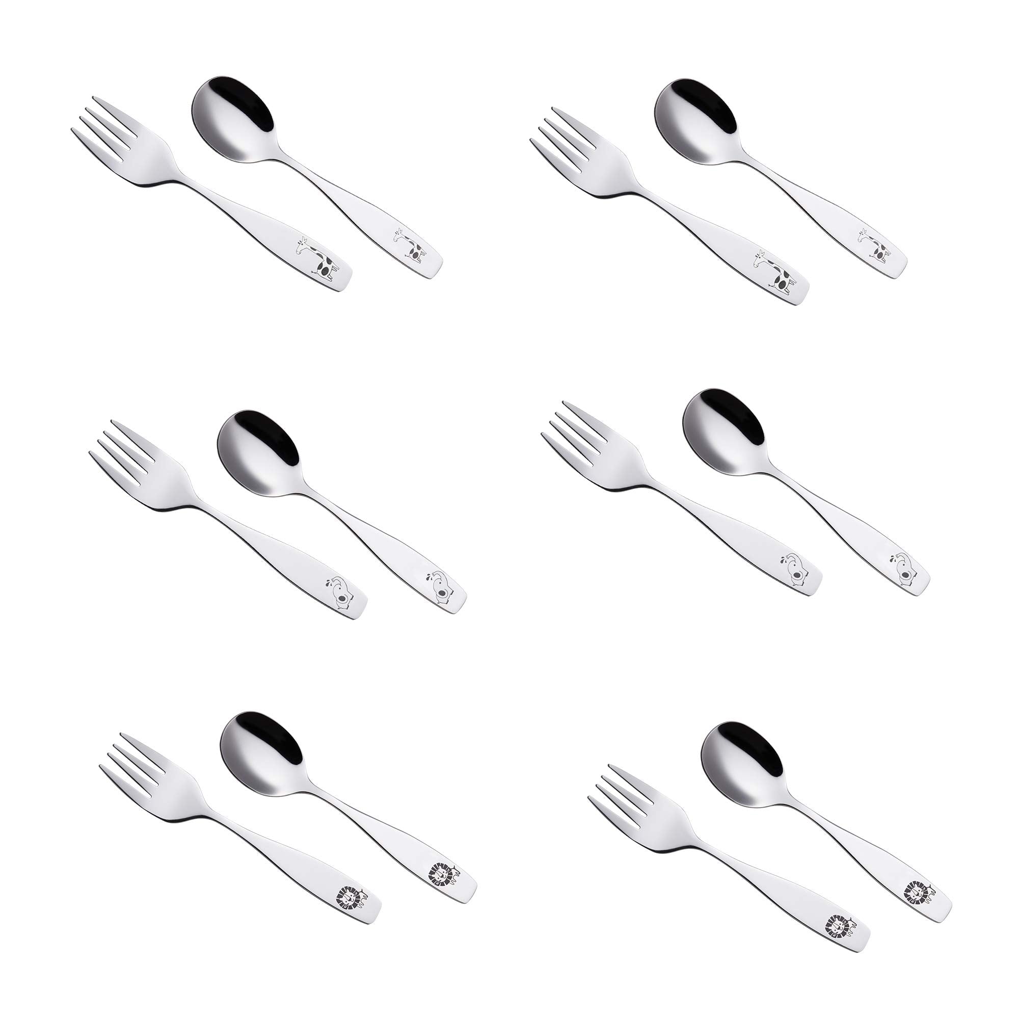 Annova Kids Silverware lion safari design fork offers kid-safe precision for easy self-feeding.