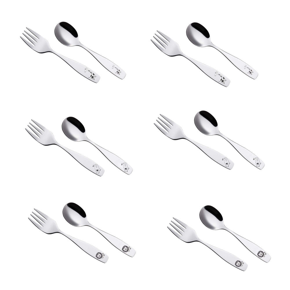 Annova Kids Silverware lion safari design fork offers kid-safe precision for easy self-feeding.
