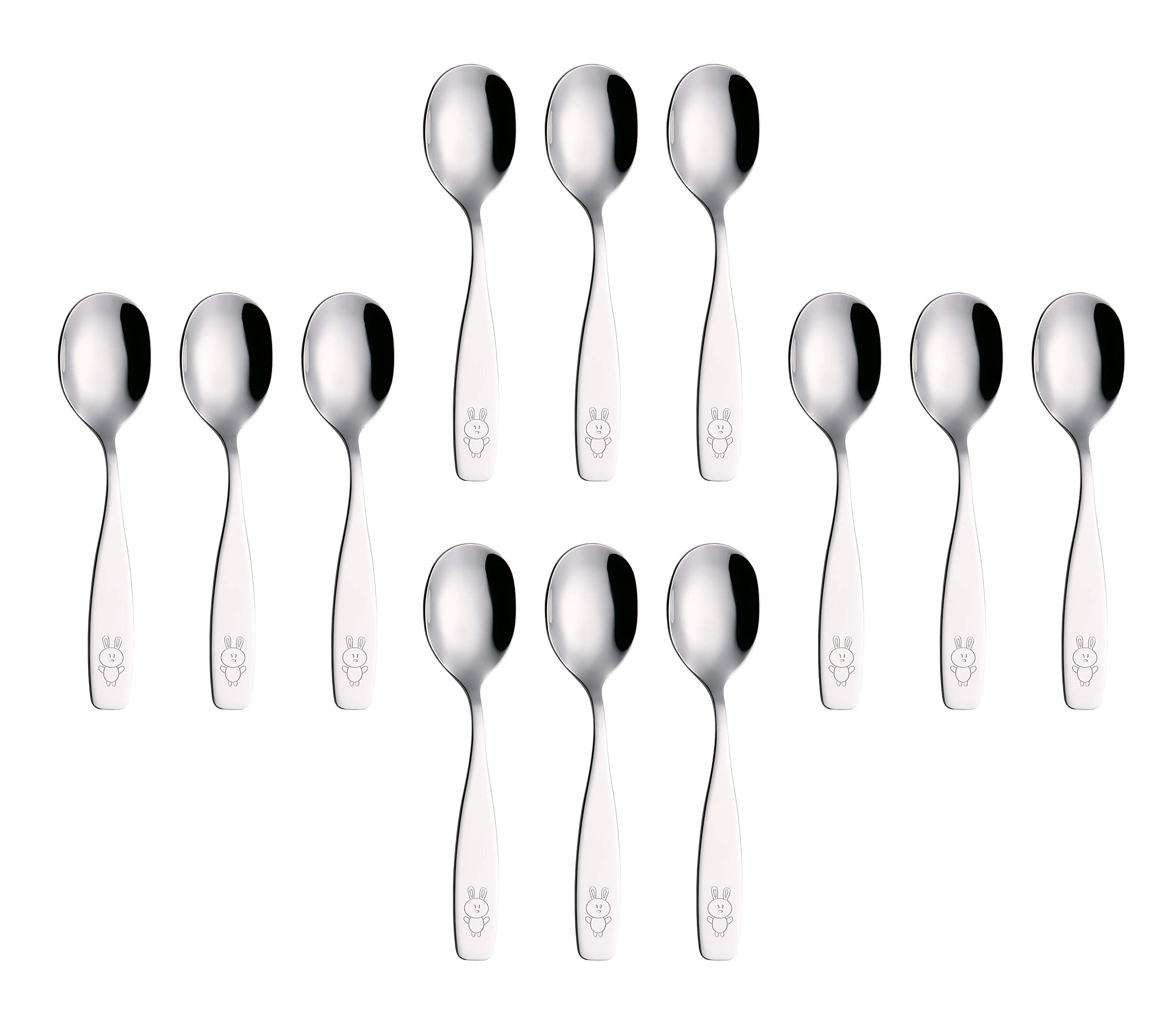 Annova kids silverware 12pc dog bunny engraved design for lunchbox.