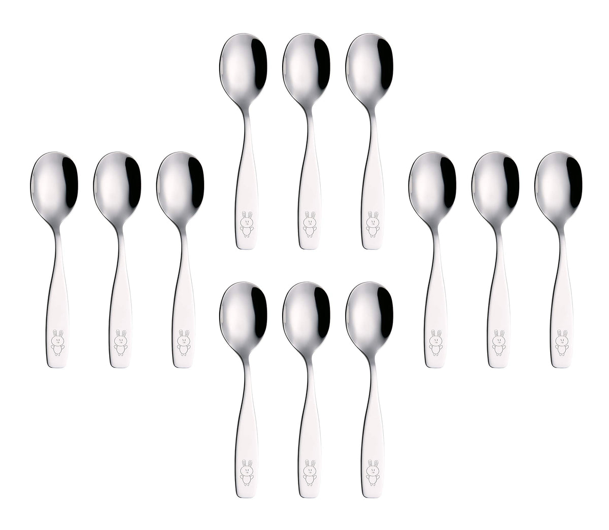 Annova kids silverware 12pc dog bunny engraved design for lunchbox.