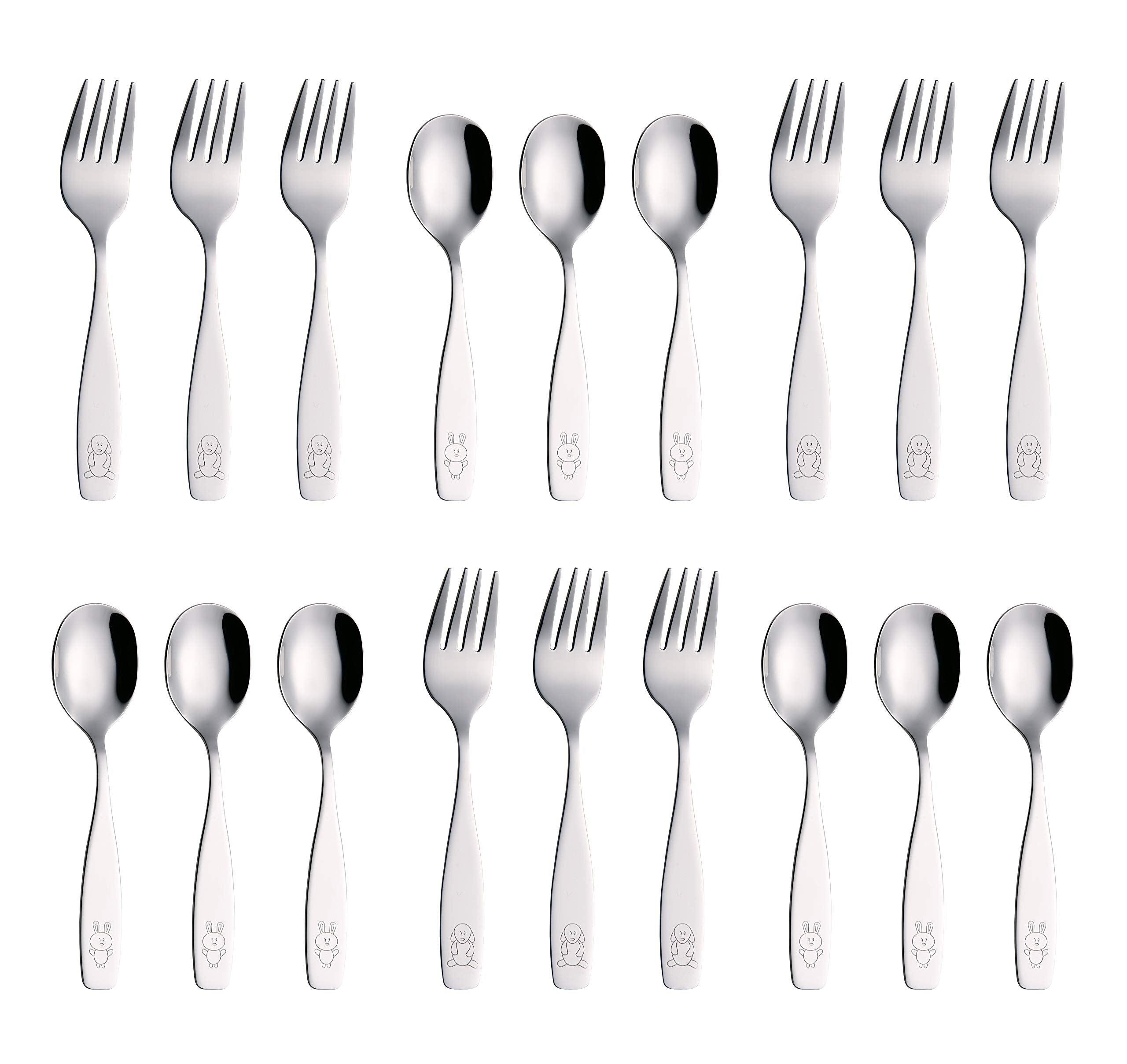Annova Kids silverware 18-piece set with spoons—kid-sized, safe dining experience.