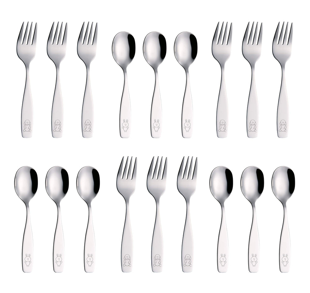 Annova Kids silverware 18-piece set with spoons—kid-sized, safe dining experience.