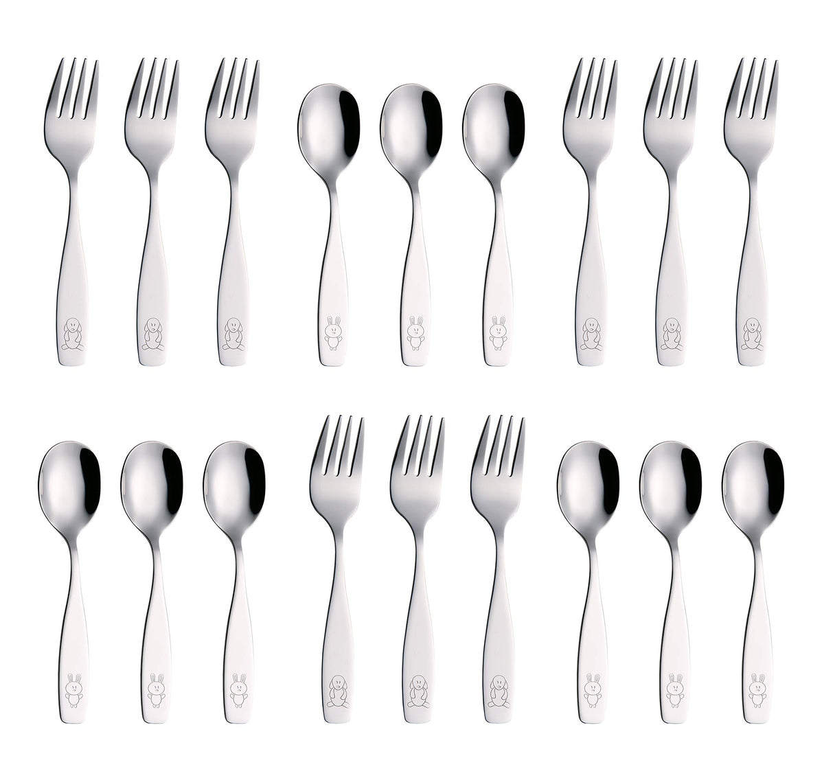 Annova Kids silverware 18-piece set with spoons—kid-sized, safe dining experience.