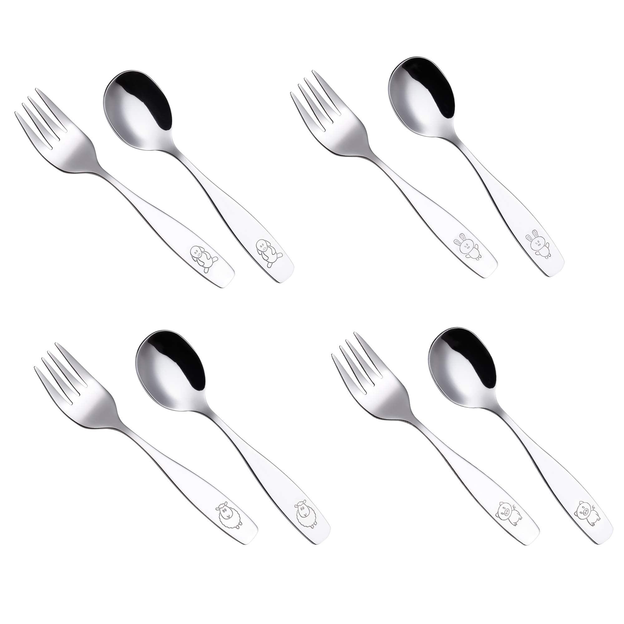 Annova kids silverware set spoons close-up shows durable stainless steel for daily meals.