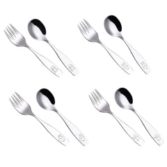 Annova kids silverware set spoons close-up shows durable stainless steel for daily meals.