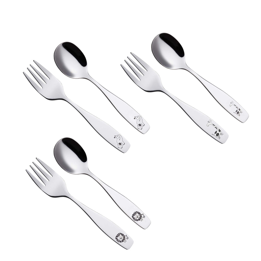 ANNOVA kids fork closeup highlights ergonomic handles for small hands.