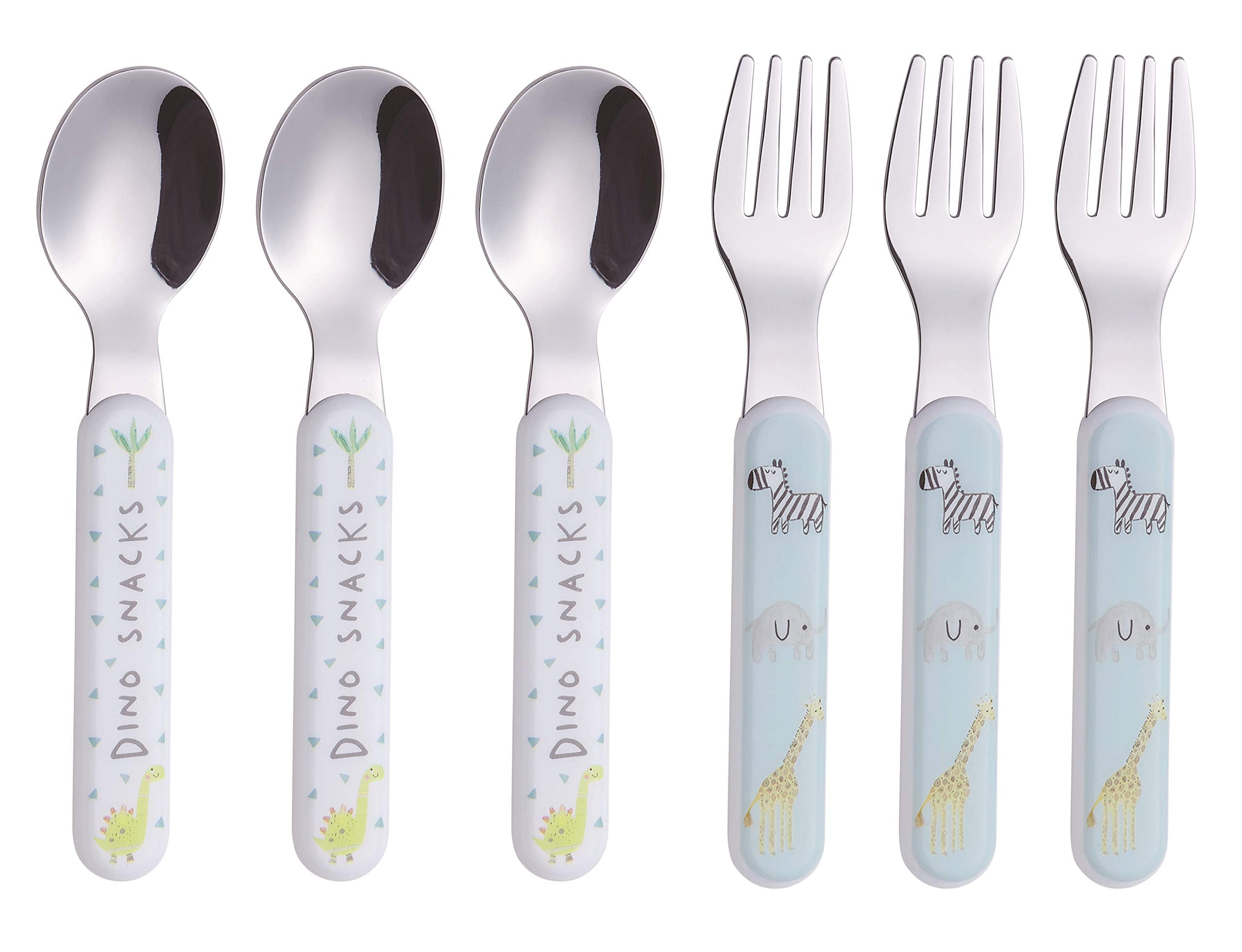 ANNOVA Kids Silverware dino fork in pastel colors supports early self-feeding and grip.