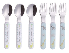 ANNOVA Kids Silverware dino fork in pastel colors supports early self-feeding and grip.