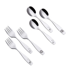 ANNOVA Lion-etched-handle spoons support stable grip and spill-free dining for toddlers.