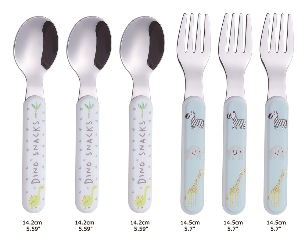 ANNOVA Kids Silverware pastel-colors set features friendly patterns to invite toddlers to try new foods.