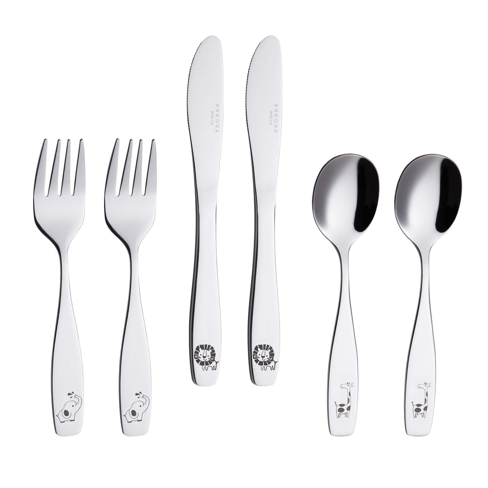 Annova Kids Silverware Safari Elephant: durable stainless steel for toddler meals and confident self-feeding.