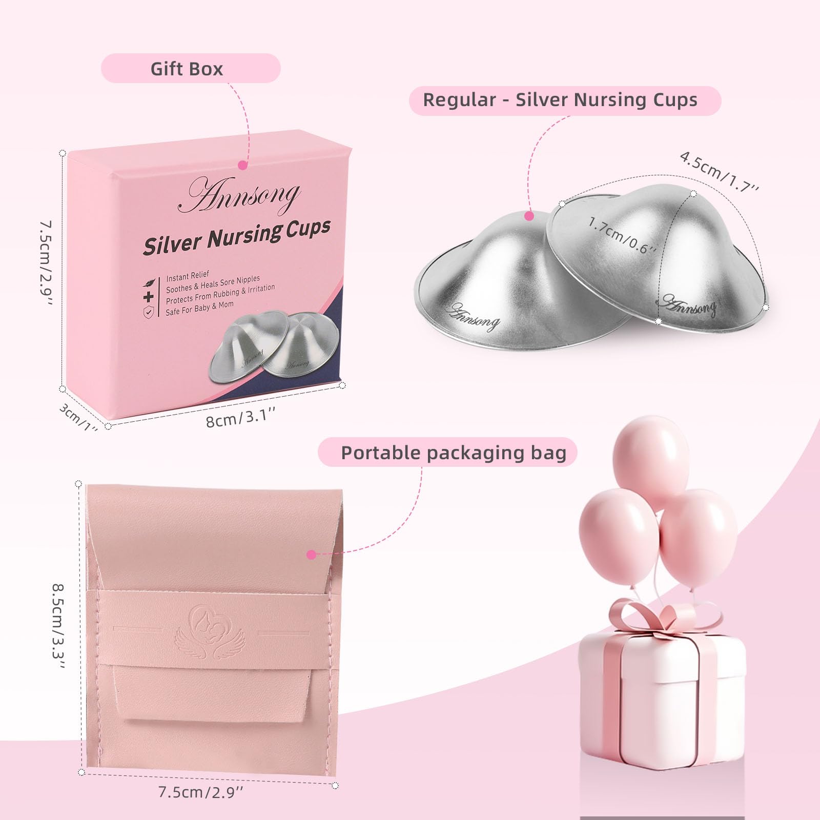 ANNSONG Silver Nursing Cups are easy to clean and maintain with included manual.
