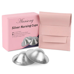 ANNSONG Silver Nursing Cups close-up of two sizes for comfortable wear.