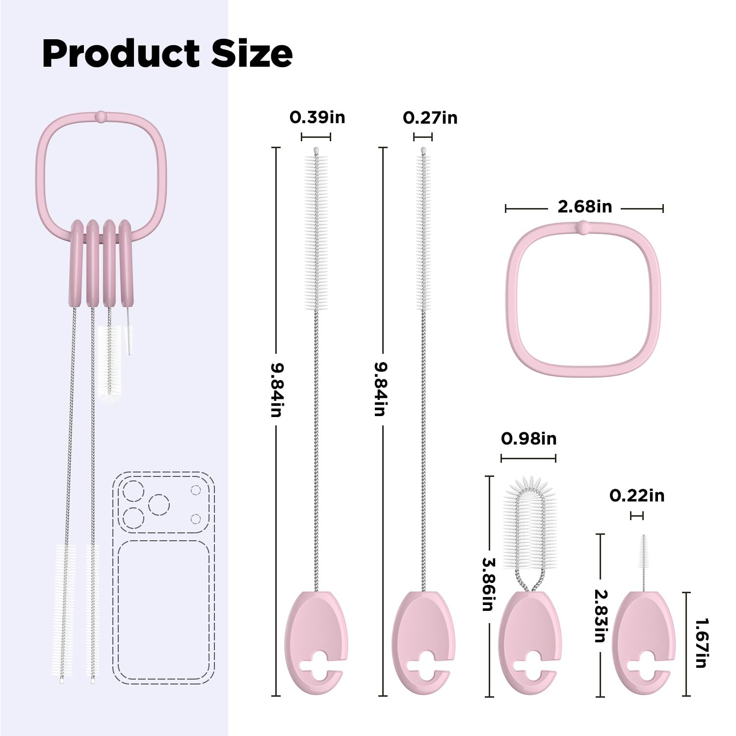AnOis7ter straw cleaner stand hanging ring stores brushes to dry