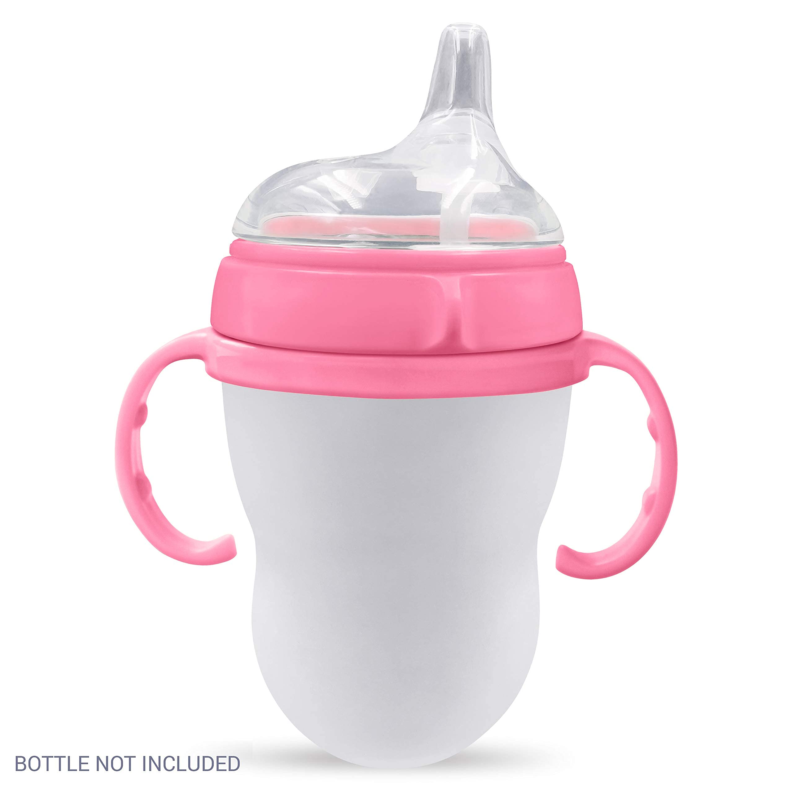 Anpei sippy cup pink bundle contents show two spout nipples and two handles for smoother transition