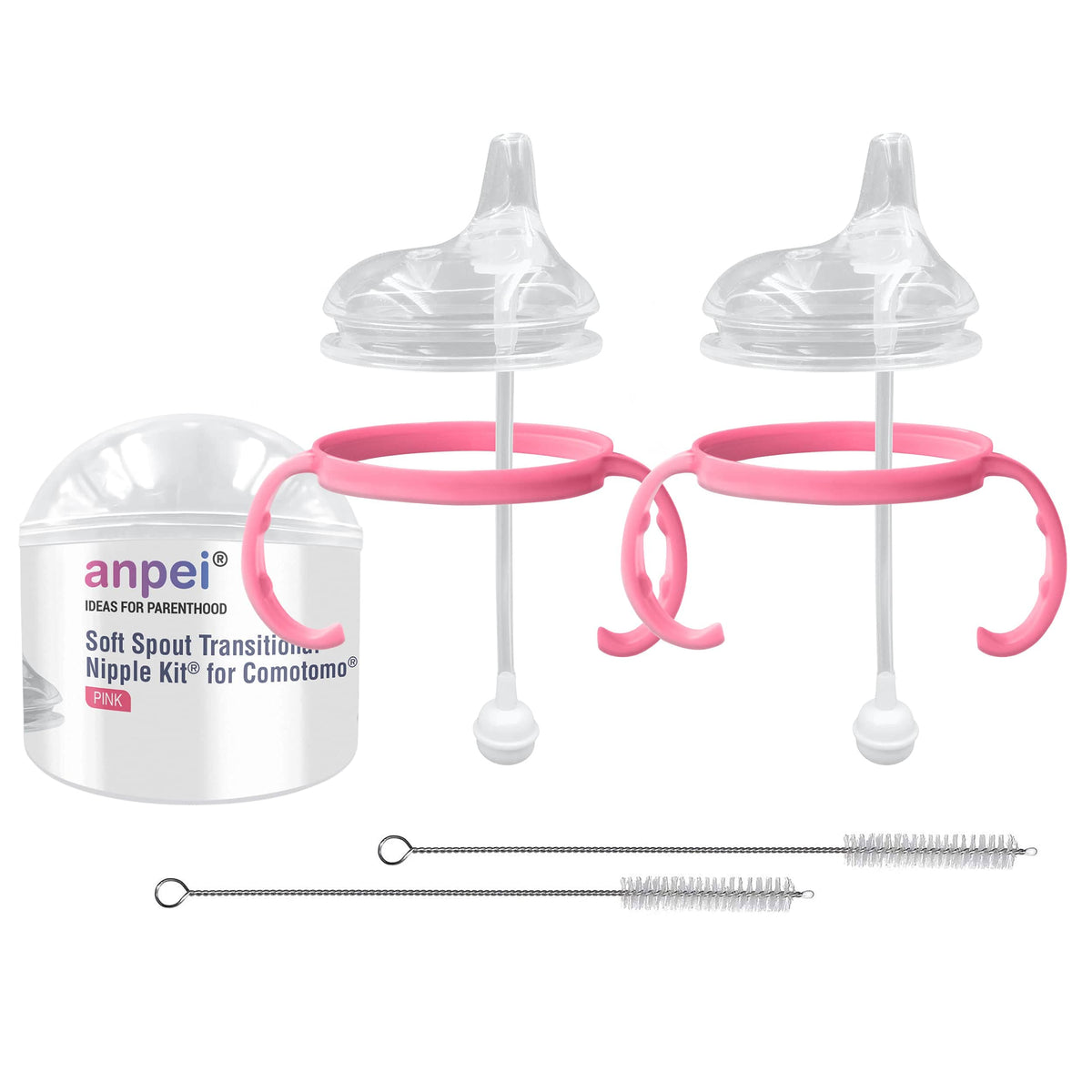 Anpei sippy cup pink unboxing reveals complete transition set for easy bottle-to-cup use