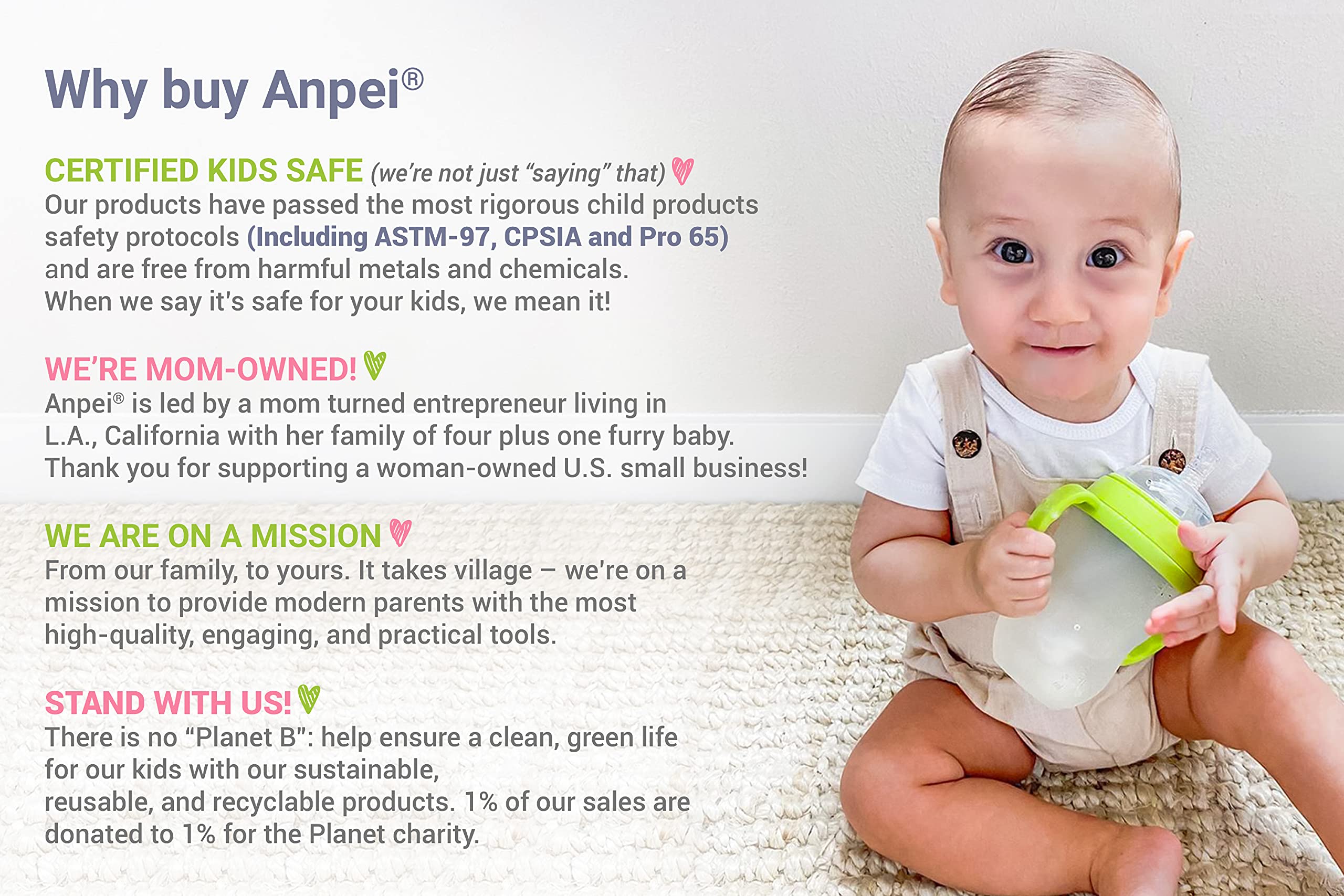 ANPEI straw sippy kit with Comotomo 8oz bottle for easy transition
