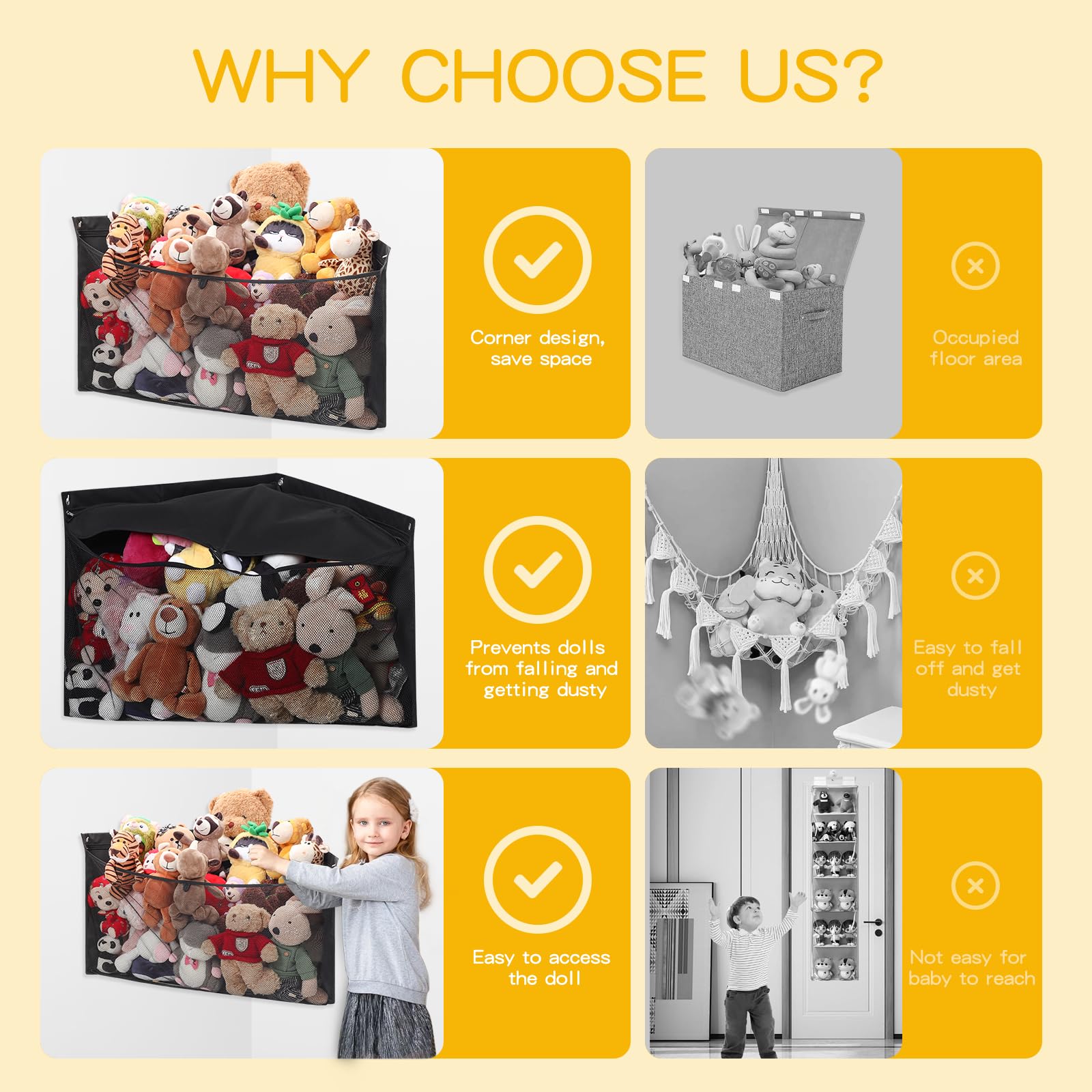 ANROYE kid-friendly height makes toy cleanup easy for children.