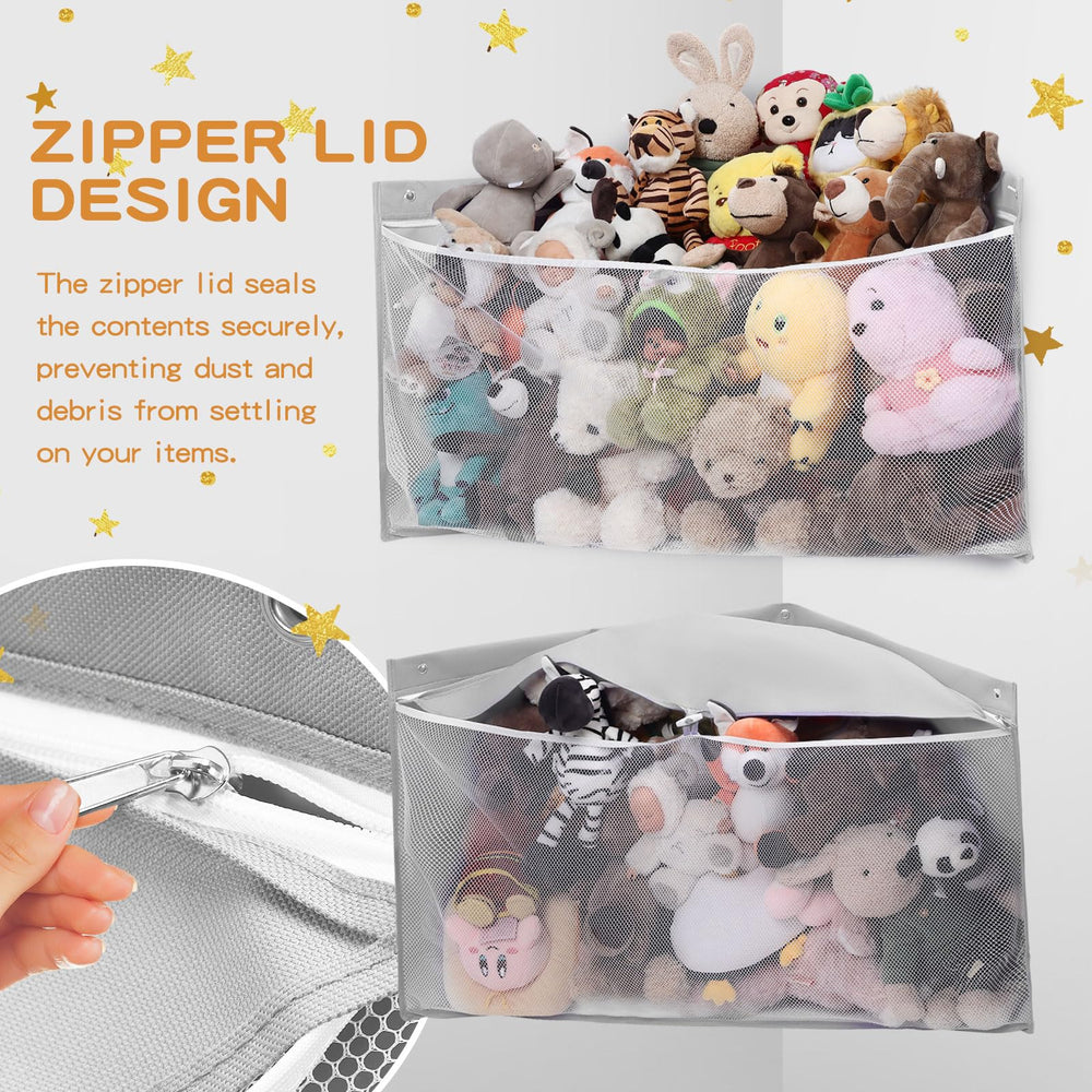 ANROYE wall hanging storage shows plush toys organized in playroom